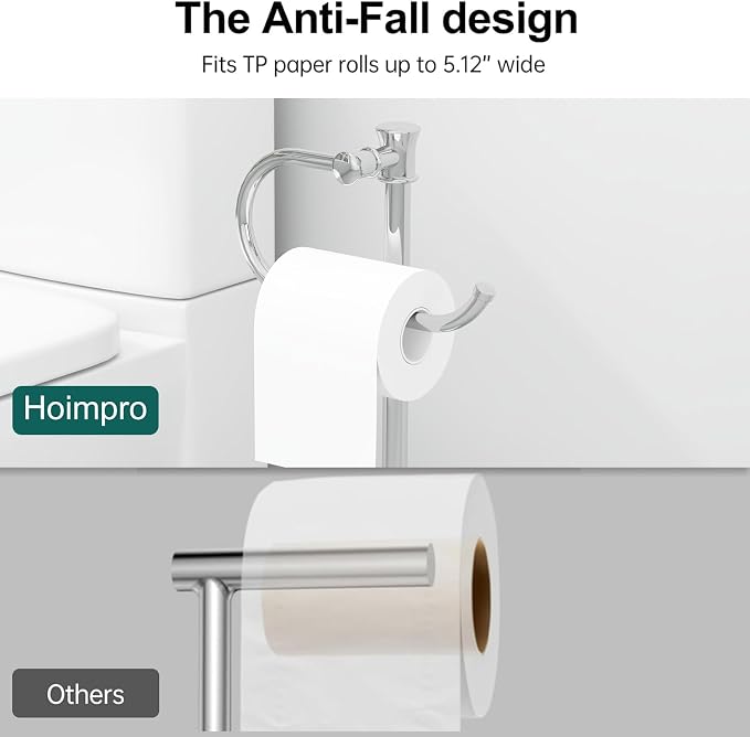 Hoimpro 25" Toilet Paper Holder Free Standing, Floor Bathroom Toilet Paper - Image 4