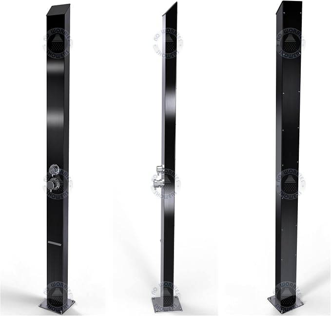 Toorak Black 316 Marine Grade Stainless Steel Massage Outdoor Shower Pane - Image 5