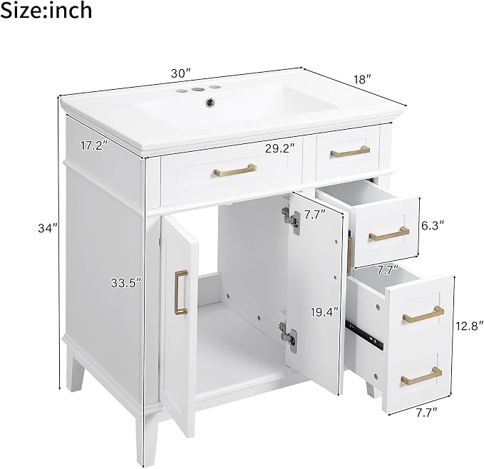 Harper & Bright Designs 30" Bathroom Vanity - Image 2
