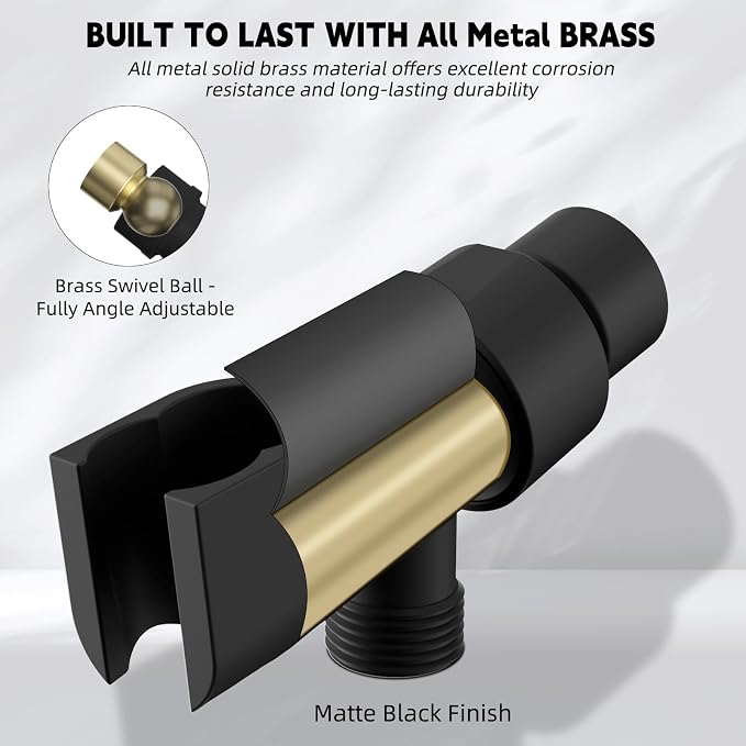 Hibbent Universal All Metal Handheld Shower Head Holder, Adjustable Solid Brass - Image 4