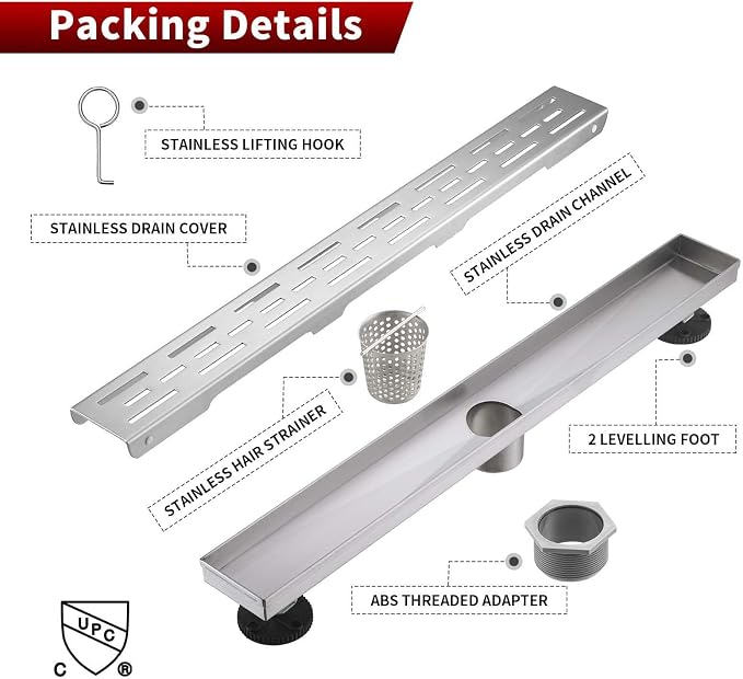 Sharp-tec Linear Shower Drain, 28 inch Shower Drain - Image 7