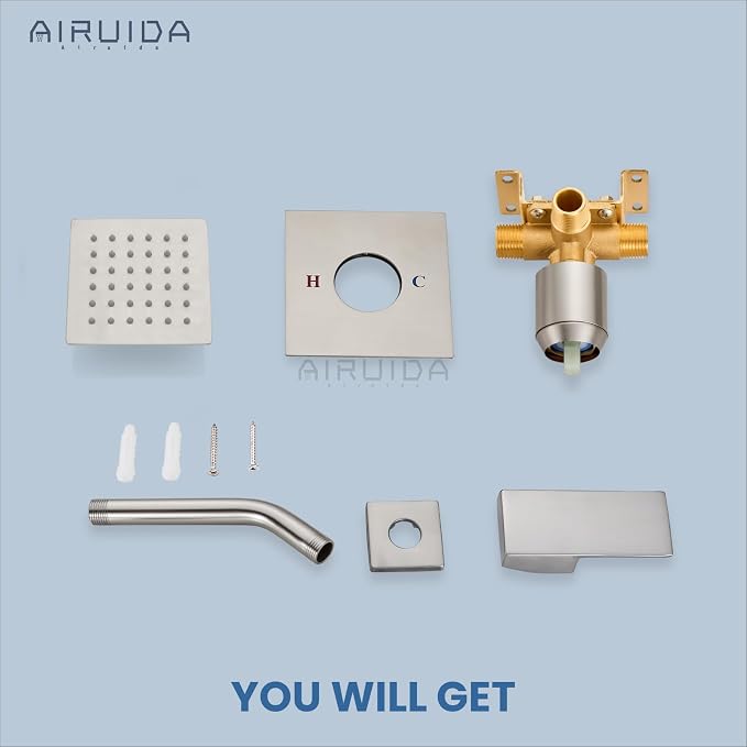 Airuida Shower Faucet Set Bathroom Rain Shower System SUS304 Stainless Steel - Image 9