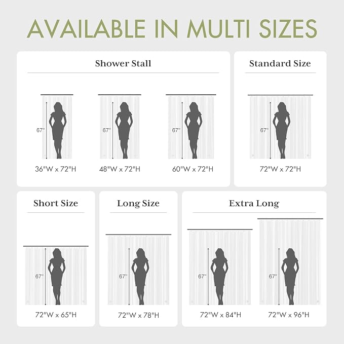 AmazerBath Extra Long Shower Curtain Liner 72x108, Waterproof Plastic Shower - Image 7