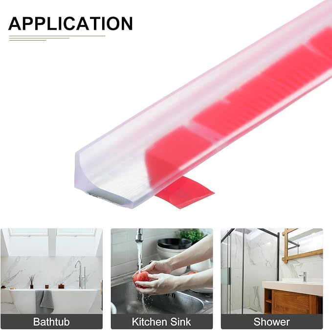 59"x0.8"x0.5" Collapsible Shower Barrier Stopper - Image 4