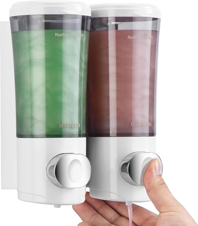 Shampoo and Conditioner Dispenser No Drill Shower Soap Dispenser Wall Mounted by HuotdySuntys
