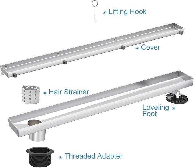 Offset Linear Shower Drain, Shower Drain 60 inch - Image 2