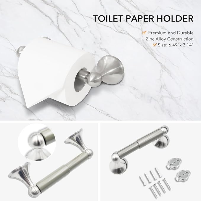 Brushed Nickel 5 Piece Bathroom Hardware Set Towel Rack Set Adjustable - Image 8