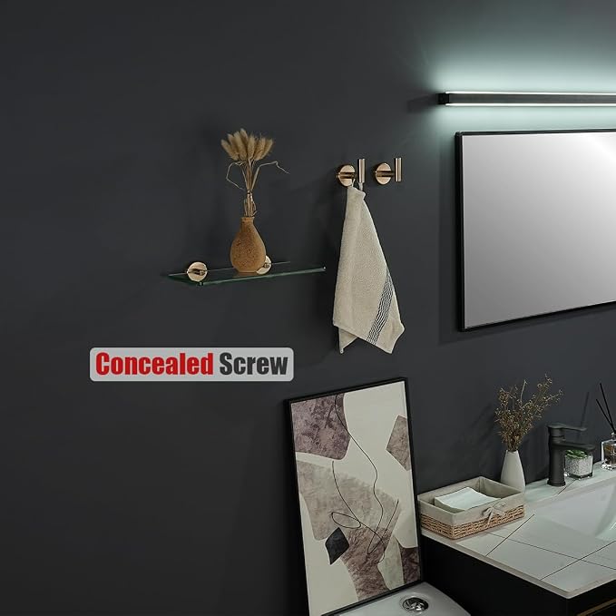 JQK Bathroom Glass Shelf, Tempered Glass Shower Storage 12 by 5 inches - Image 5