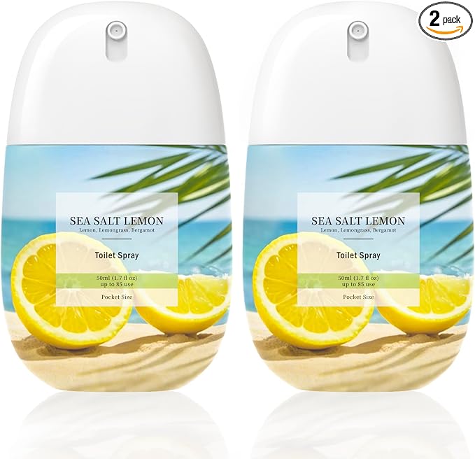 Clesh Toilet Spray Travel Size, Citrus and Sea Salt Lemon, 2 Pack, 1.7 fl oz by CLESH