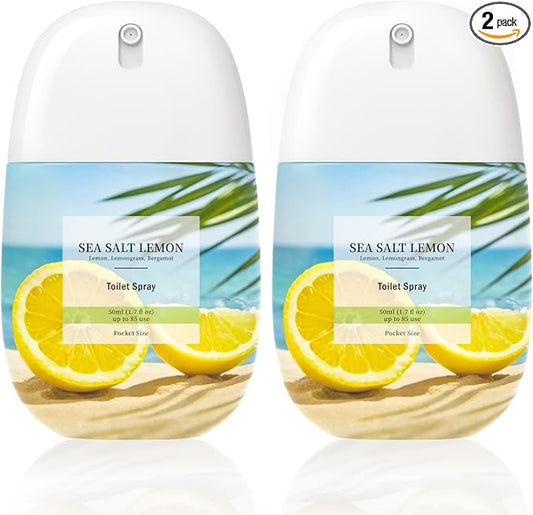 Clesh Toilet Spray Travel Size, Citrus and Sea Salt Lemon, 2 Pack, 1.7 fl oz by CLESH
