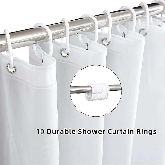 White Stall Shower Curtain Liner 60 x 72 inch Plastic Shower Liner Washable - Image 3