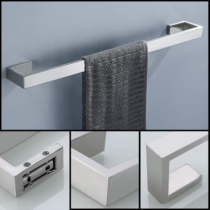 TNOMS 4 Pieces Bathroom Hardware Accessories Set Towel Bar Towel Holder Robe - Image 2