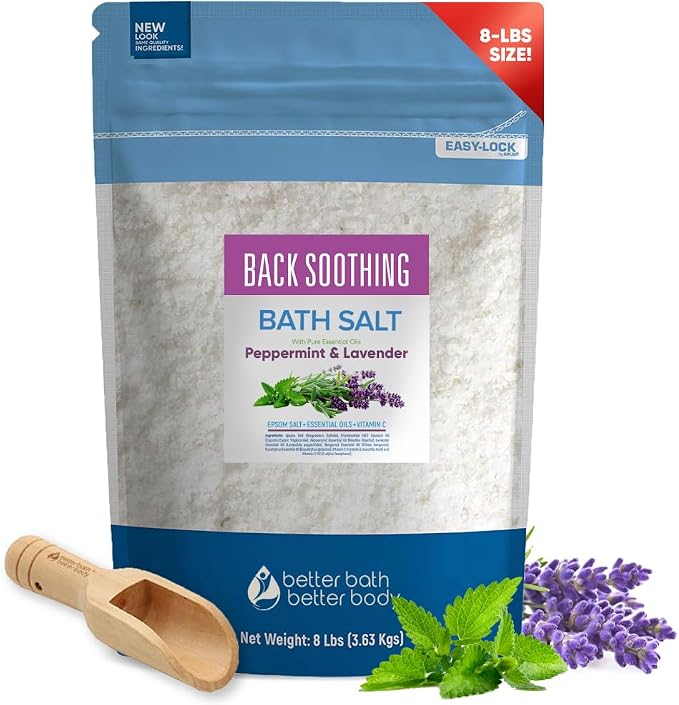 Back Soothing Bath Salt 128 Ounces USP Grade Epsom Salt by BetterBathBetterBody