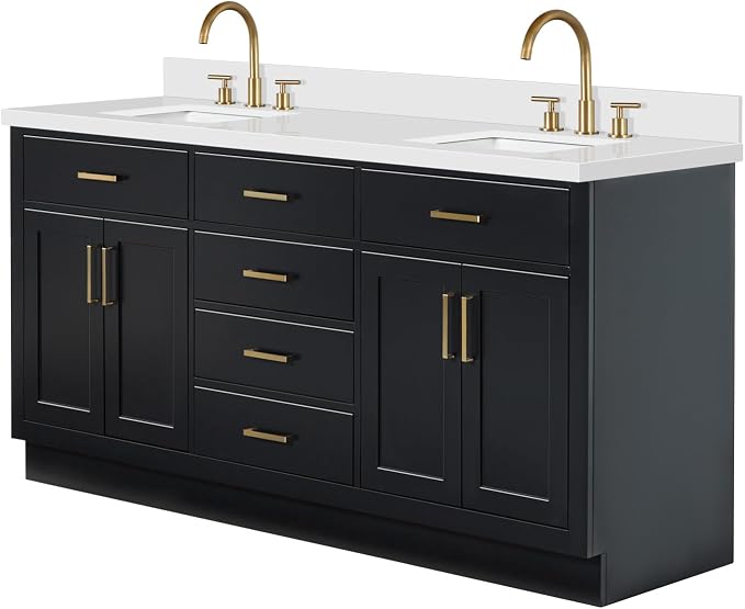 ARIEL Hepburn 73 in. Double Rectangle Sink Vanity - Image 4