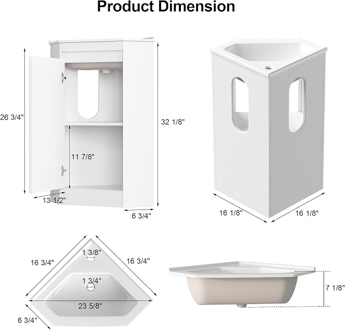 24" Corner Bathroom Vanity Sink Combo - Image 2