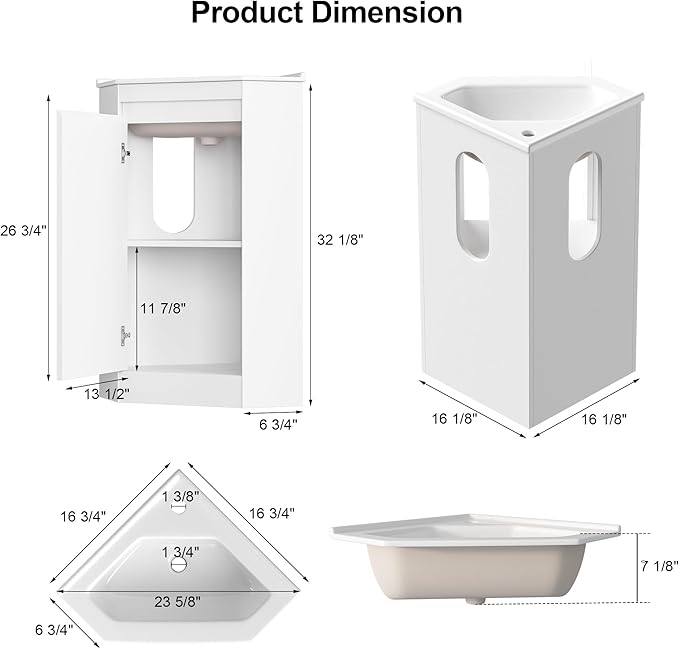 24"Corner Bathroom Vanity Sink Combo - Image 2