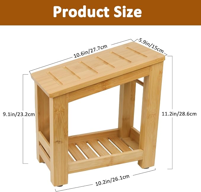 Shower Foot Rest, Small Bamboo Foot Stool - Image 2