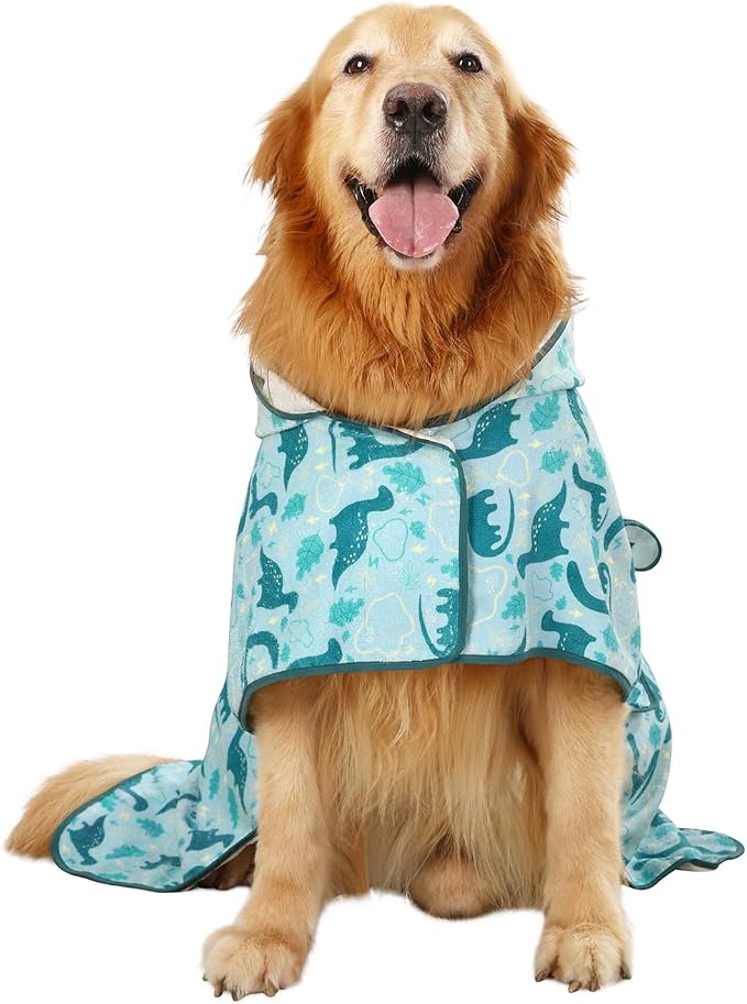 HDE Dog Bathrobe Super Absorbent Quick Drying Puppy Towel Wrap Coat Adjustable - Image 4