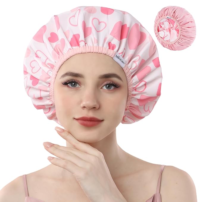 Years Calm Shower Caps For Women Reusable Waterproof，Pattern And Solid Color by Yearscalm