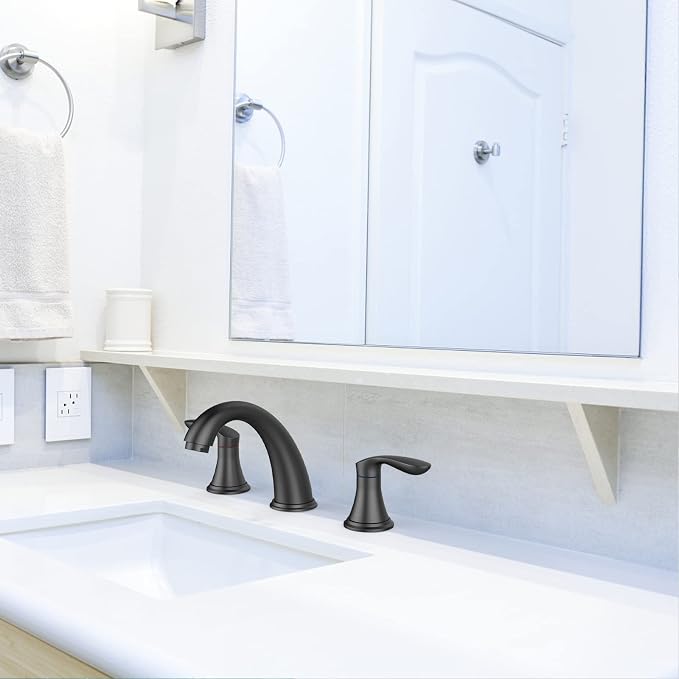 Bathroom Sink Faucet, Faucet for Bathroom Sink, Widespread Matte Black Bathroom - Image 3