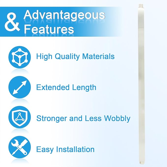 Shower Arm with Flange 24 Inches Ceiling Mount Square Straight Extender - Image 2