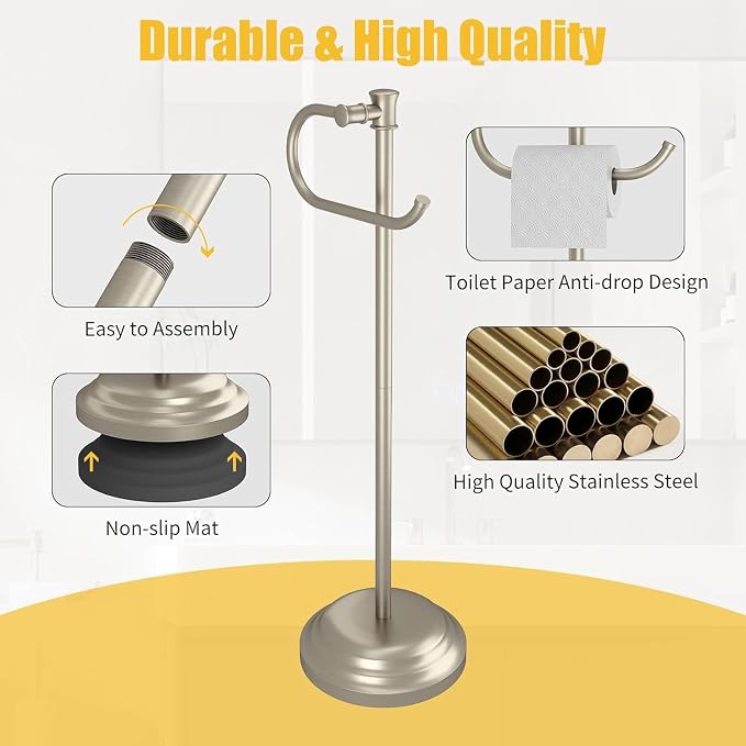 BESy Toilet Paper Holder Stand SUS 304 Free Standing Bathroom Tissue Holder - Image 8