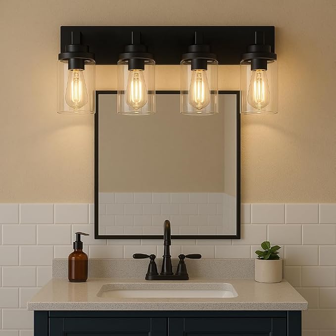 MELUCEE 4-Light Vanity Lights Over Mirror, Farmhouse Bathroom Light Fixtures - Image 2