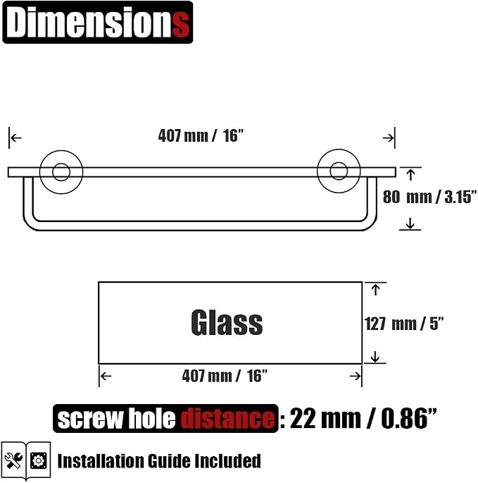 JQK Bathroom Glass Shelf, Shelf - Image 2