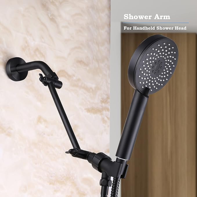 10 Inch Matte Black Shower Arm, Durable Solid Brass Black Shower Head Extension - Image 6