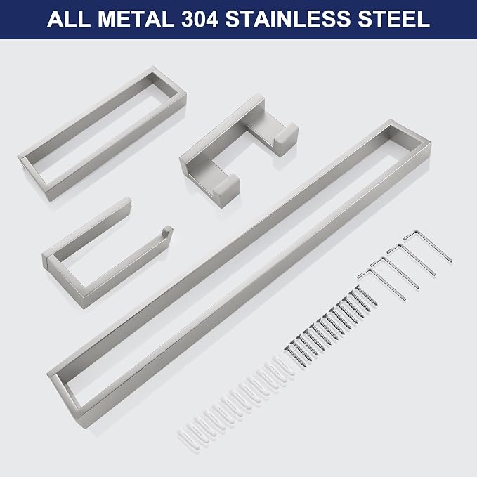 Brushed Nickel 4-Piece Bathroom Hardware Accessories Set, Bathroom Hardware Set - Image 7