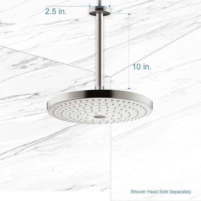 OFFO Shower Arm with Flange, 10 in Brushed Nickel Ceiling Mount Replacement - Image 5