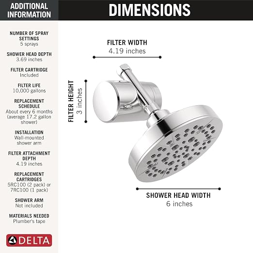Delta Faucet 5-Setting Shower Head Chrome - Image 6