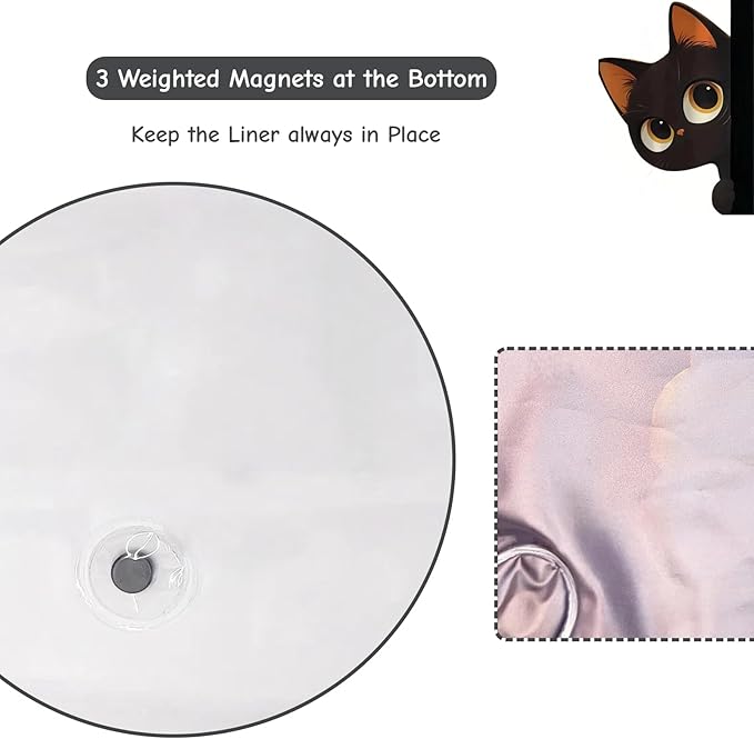 Clear Cute Funny Black Cat Shower Curtain Liner, Are You Pooping Shower Curtain - Image 6
