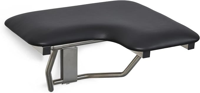 28" x 22.5" Black Padded Cushion Wall Mount Folding Left-Handed Transfer Bench by Seachrome