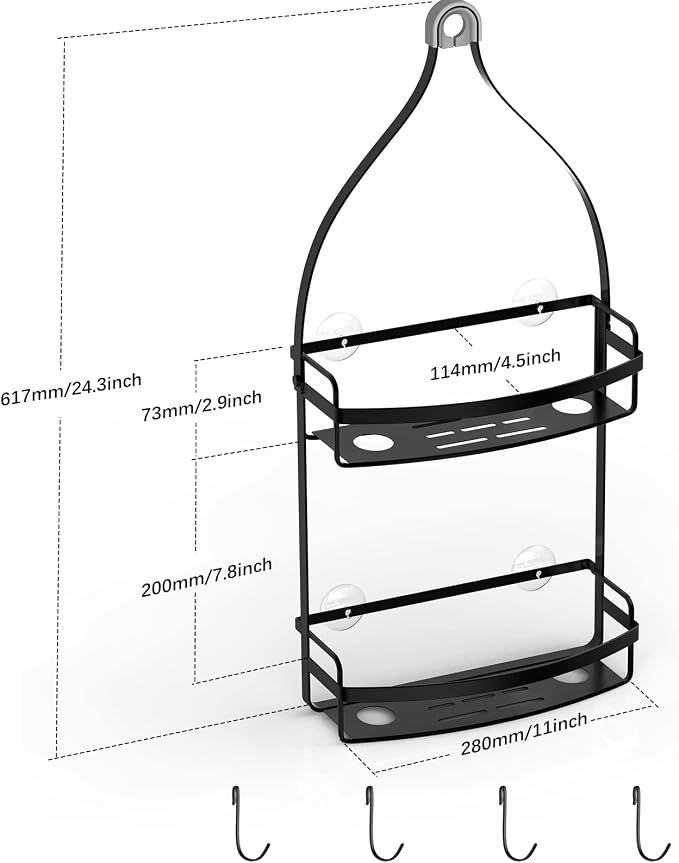 Meangood Shower Caddy Over Shower Head, Towels Rustproof Shower Organizer - Image 6
