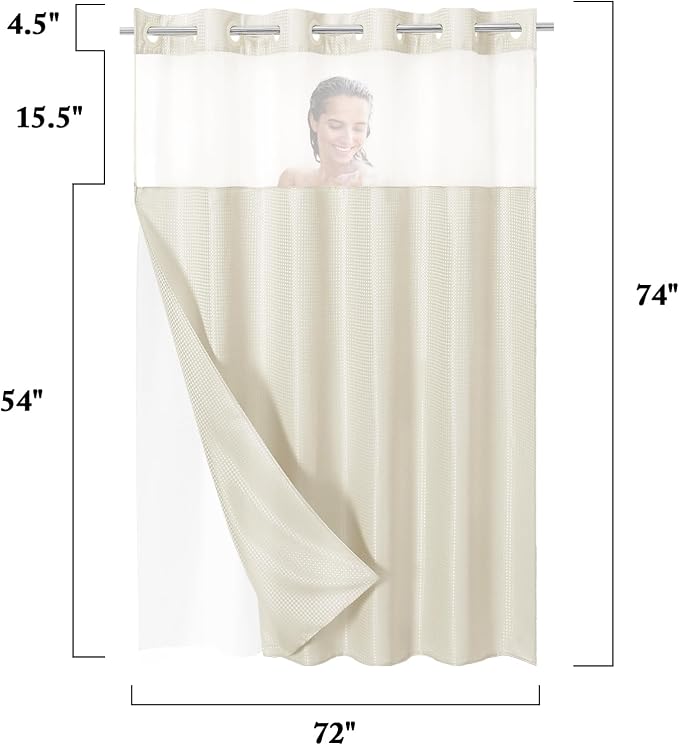 Gibelle No Hook Waffle Weave Shower Curtain - Image 7