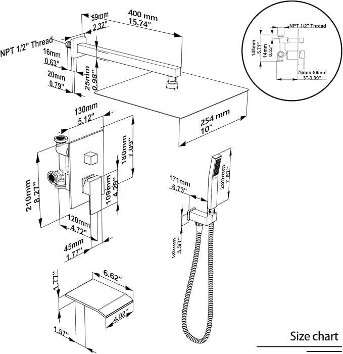 Shower System Rain Shower Faucet Set - Image 8