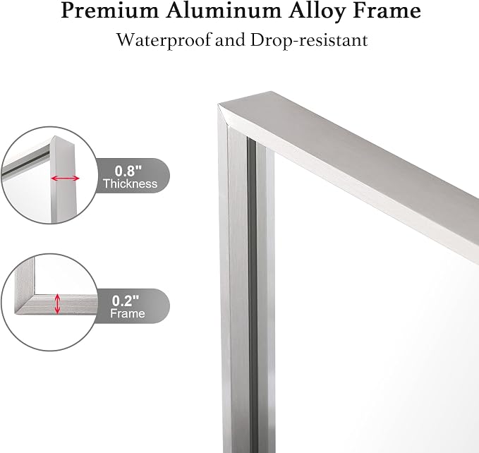 26x36 Inch Silver Bathroom Mirror - Image 3