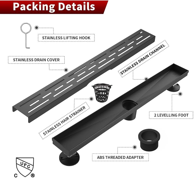 Sharp-tec Linear Shower Drain, 28 inch Shower Drain - Image 7