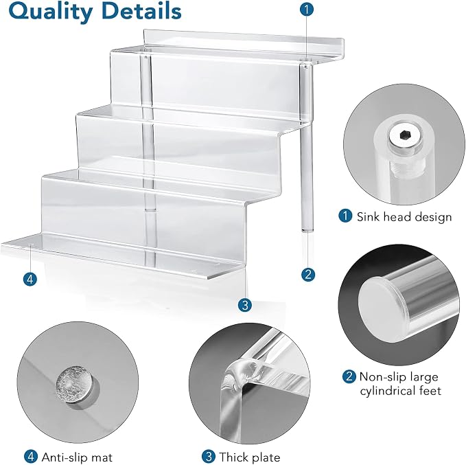 9 Inch Acrylic Shelf for Perfume Organizer in 2 Pack, 4 Tier Funko POP Shelves - Image 4