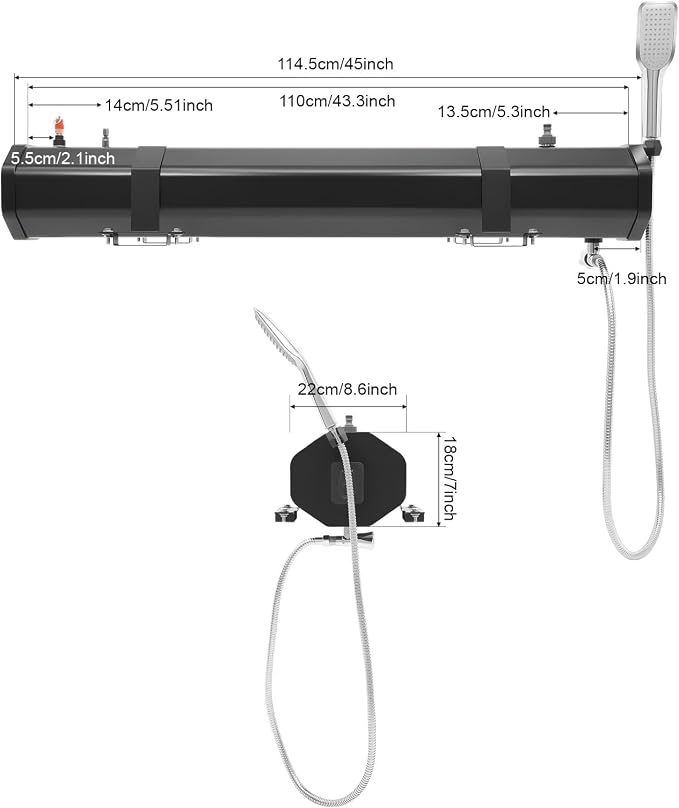 Self-Pressurized Water Tank for Camping Showers 30L, Roof Rack Mount Road Shower - Image 8