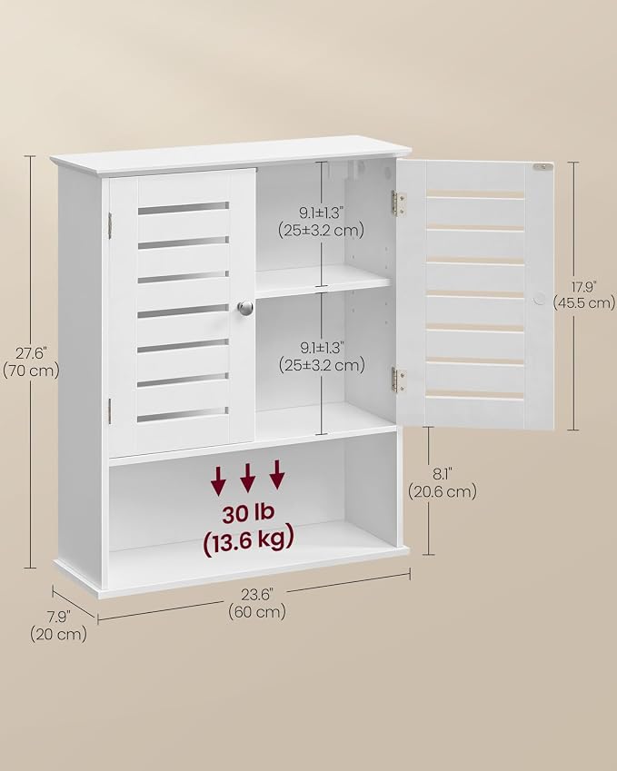 VASAGLE Bathroom Wall Cabinet, Medicine Cabinet, Wall-Mounted Bathroom Storage - Image 3