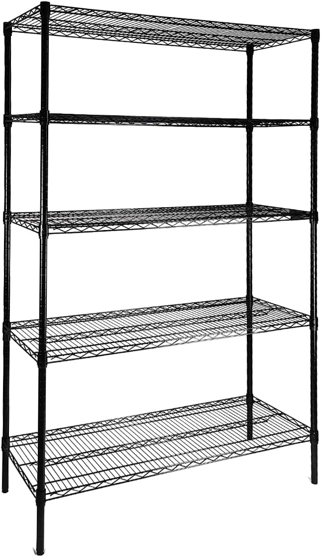 Heavy Duty 5-Tier Wire Shelving Adjustable Shelves Unit Metal Storage Rack Flat by SUNLPH