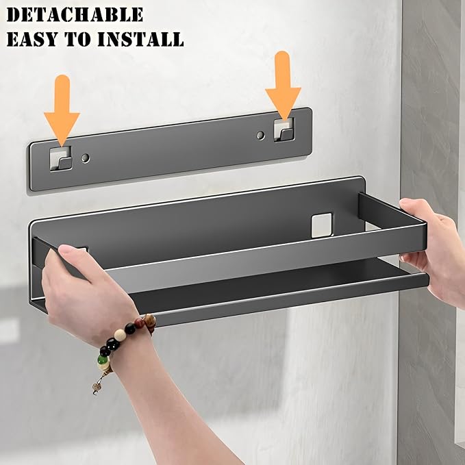 Stainless Steel Detachable Floating Shelf, Nail-Free or Drilling, Floating Wall - Image 5