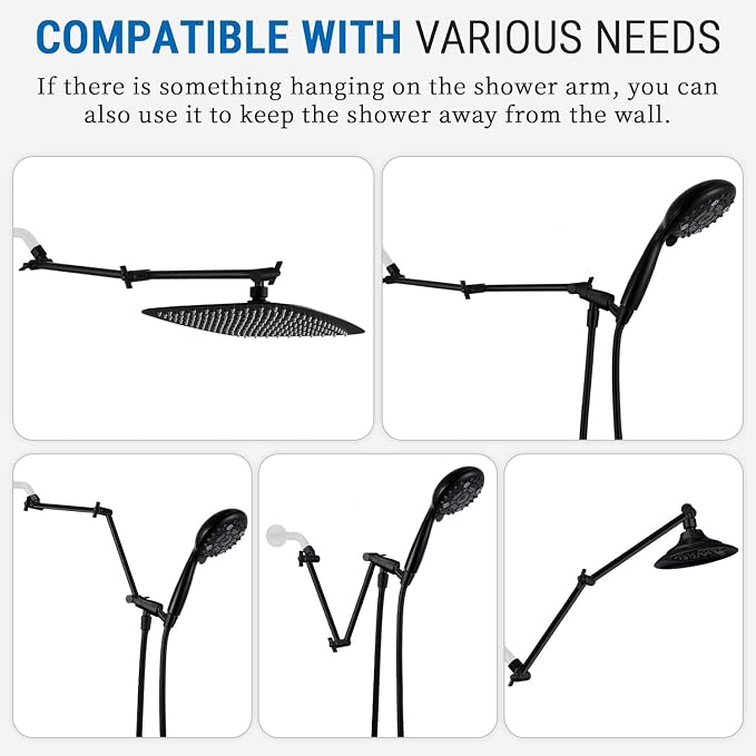 G-Promise 18 Inch Shower Head Extension Arm, Solid Brass Height & Angle - Image 3