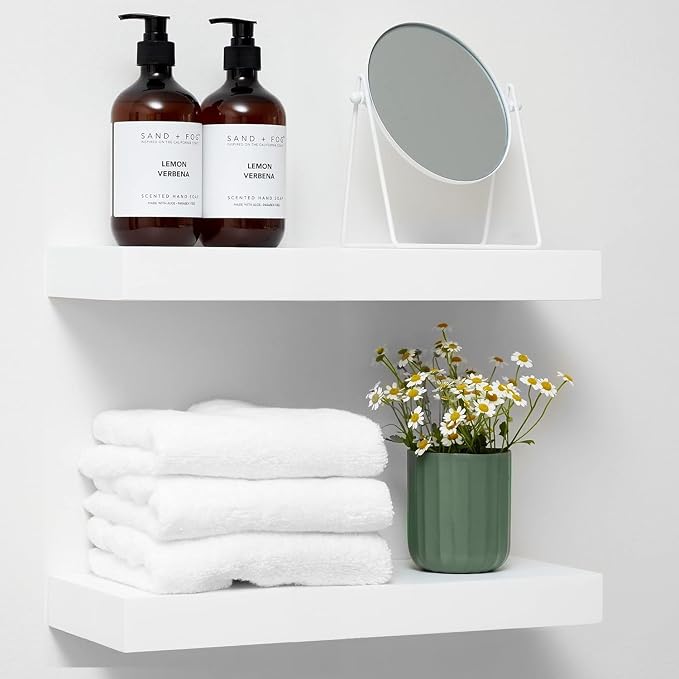 Homeforia White Floating Shelf 18 inch, High End Solid Real Wood 18inch by Homeforia