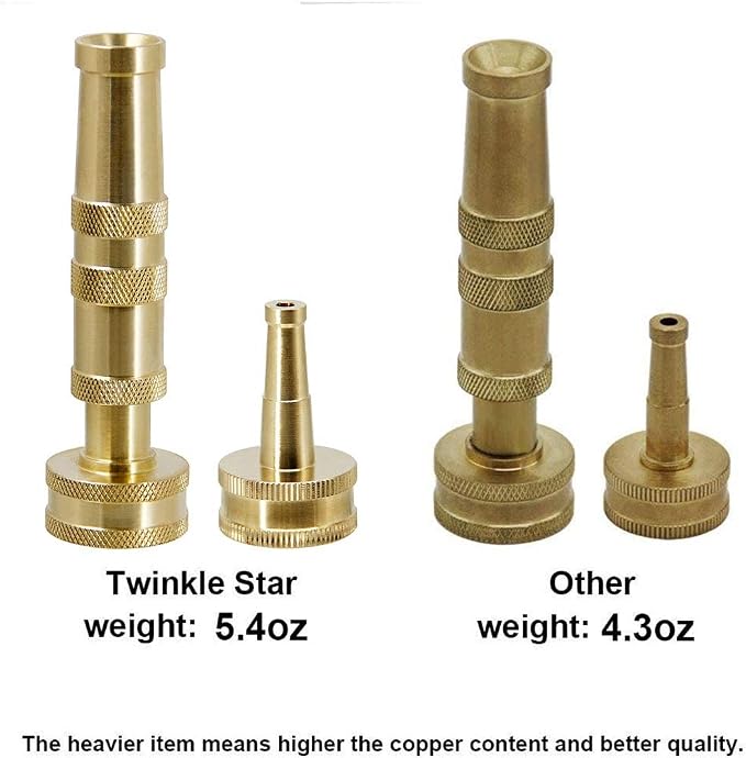 Twinkle Star Solid Brass Heavy Duty Adjustable Twist Hose Nozzle Jet Sweeper - Image 4
