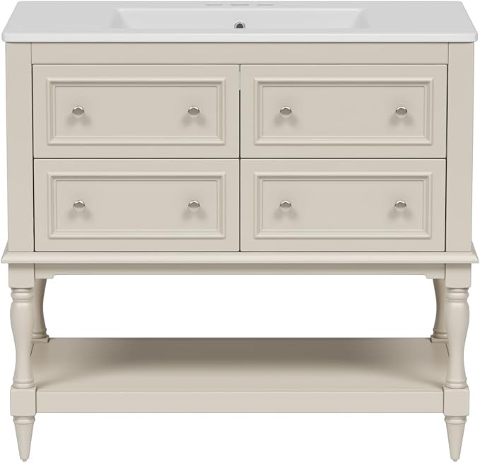 36 Inch Beige Bathroom Vanity - Image 8