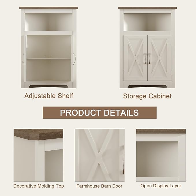 ChooChoo Farmhouse Corner Cabinet, Small Corner Storage Cabinet - Image 3