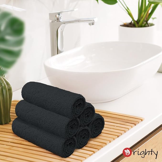 Orighty 6 Pack Black Hand Towels - Image 2